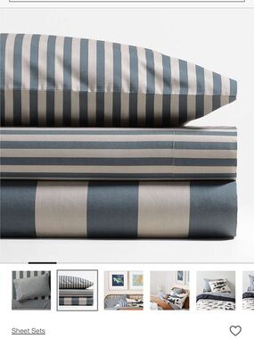 Riviera Blue and Oatmeal Stripe 100% Organic Cotton Kids Sheet Set (Queen)